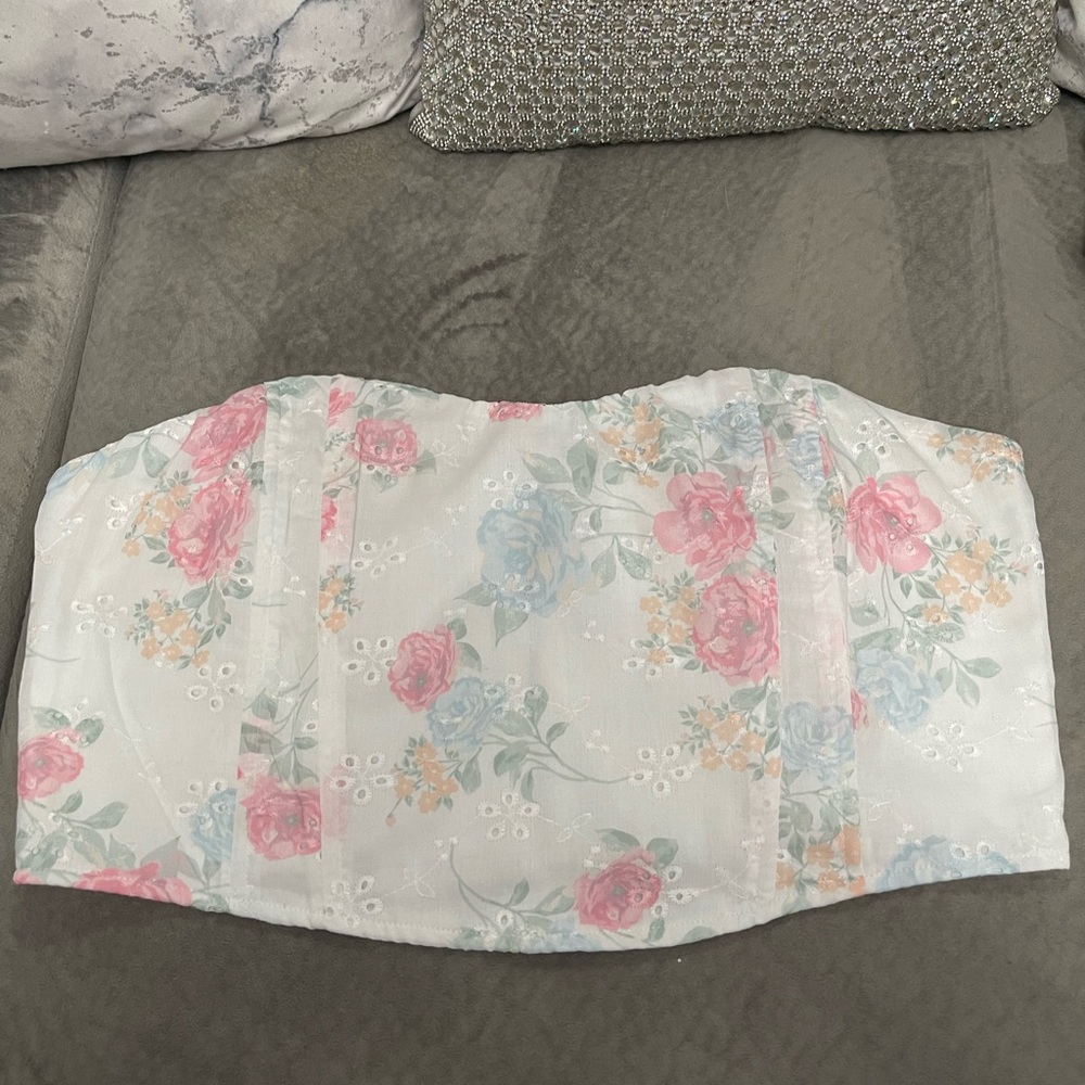 Altar’d State Floral Strapless Bustier Top